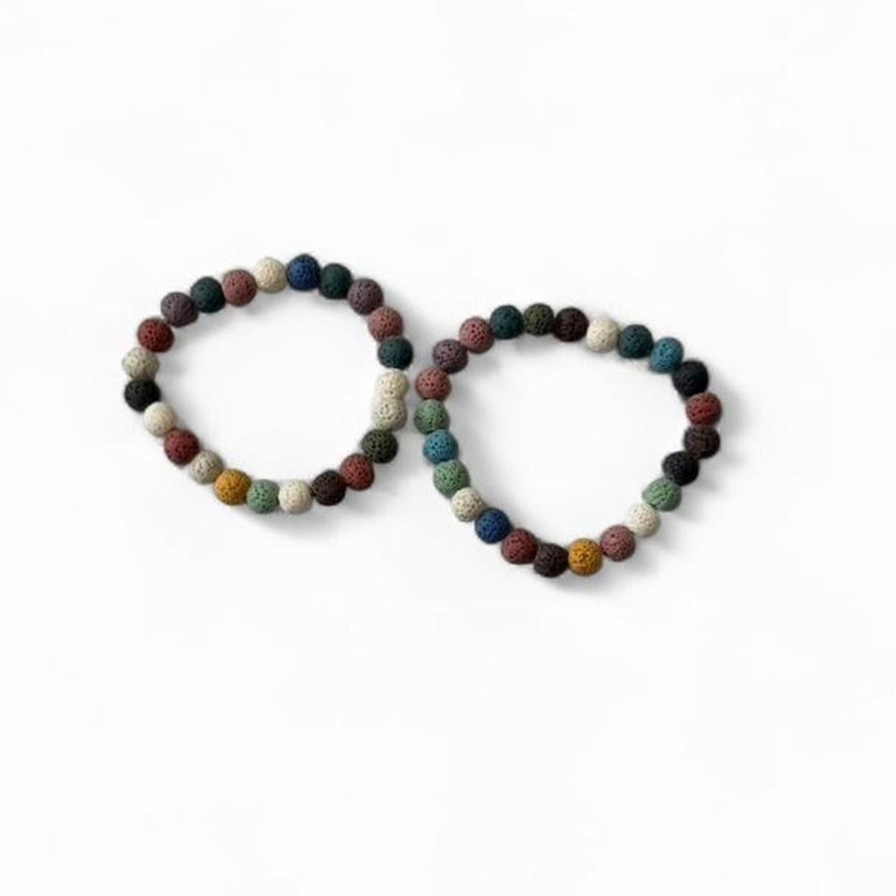Multicolored Lava‎ Stone Bracelet Bundle
